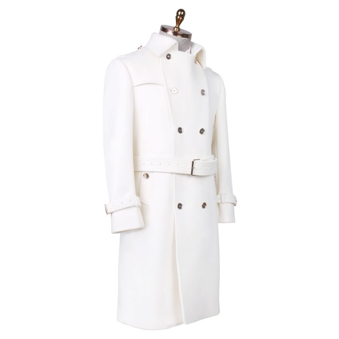 ladies' 100% Super 150's 16 micron superfine merino wool trench coat - Image 5