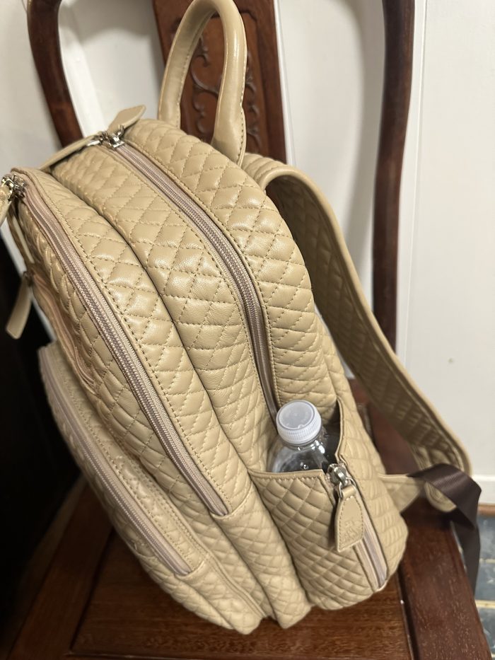 quilted genuine sheepskin padded laptop backpack with lightweight Dyneema material - Image 4