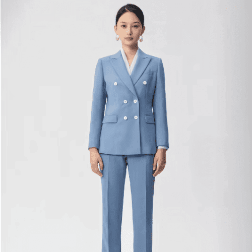 the ladies' fully canvassed custom tailored double breasted suit with 100% Super 230's merino wool