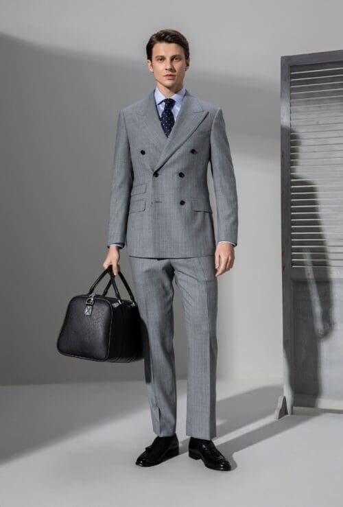 the gentlemen's "I'm never not wearing a suit again™" fully canvassed custom tailored double breasted suit with 100% Super 230's merino wool