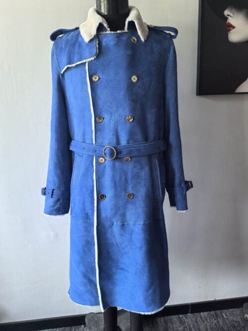 ladies' genuine shearling sheepskin trench coat